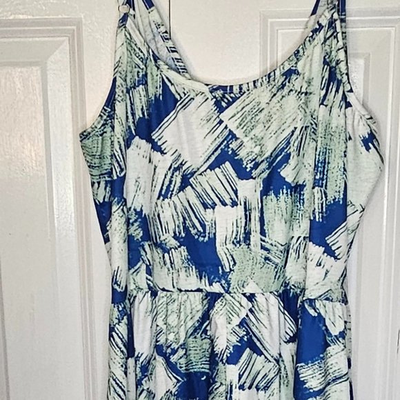 Nice Summer Dress, XL,  blue green and white. - Picture 5 of 10